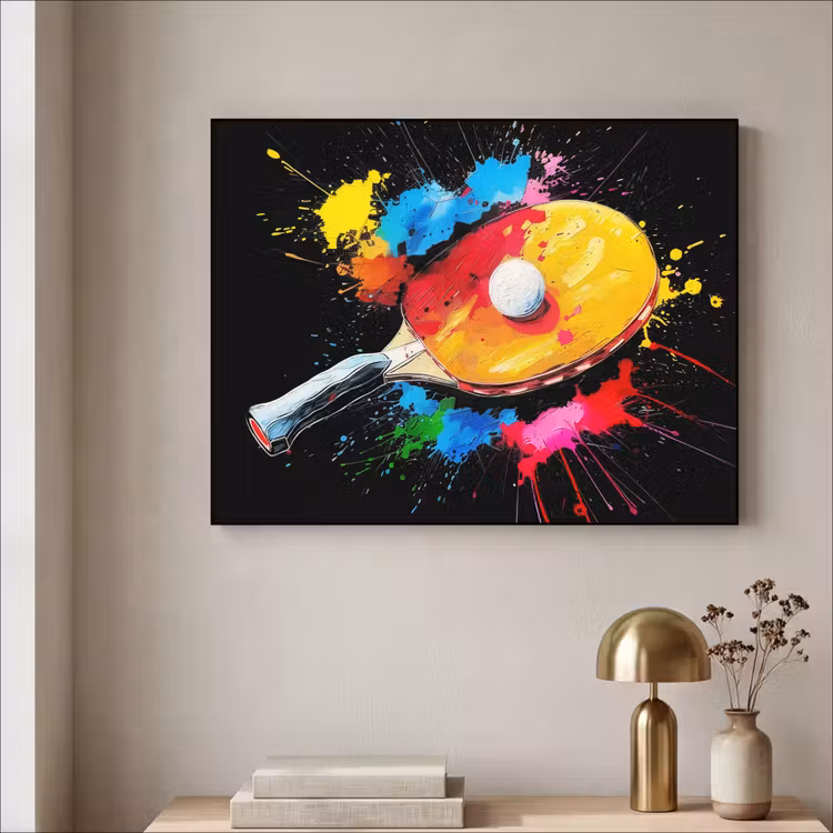 Graffiti - Sport - Tafeltennis - Verf Textielframe - compleet frame klein -sfeer2