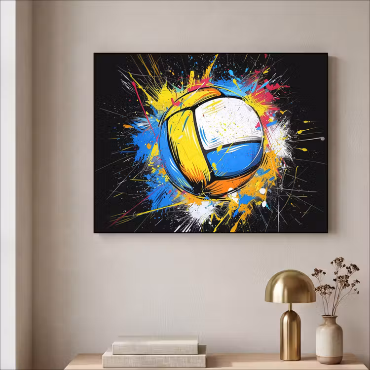 Graffiti - Sport - Volleybal - Bal Textielframe - compleet frame klein -sfeer2