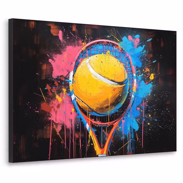 Graffiti - Tennis - Sport - Racket Textielframe zwart klein -3d