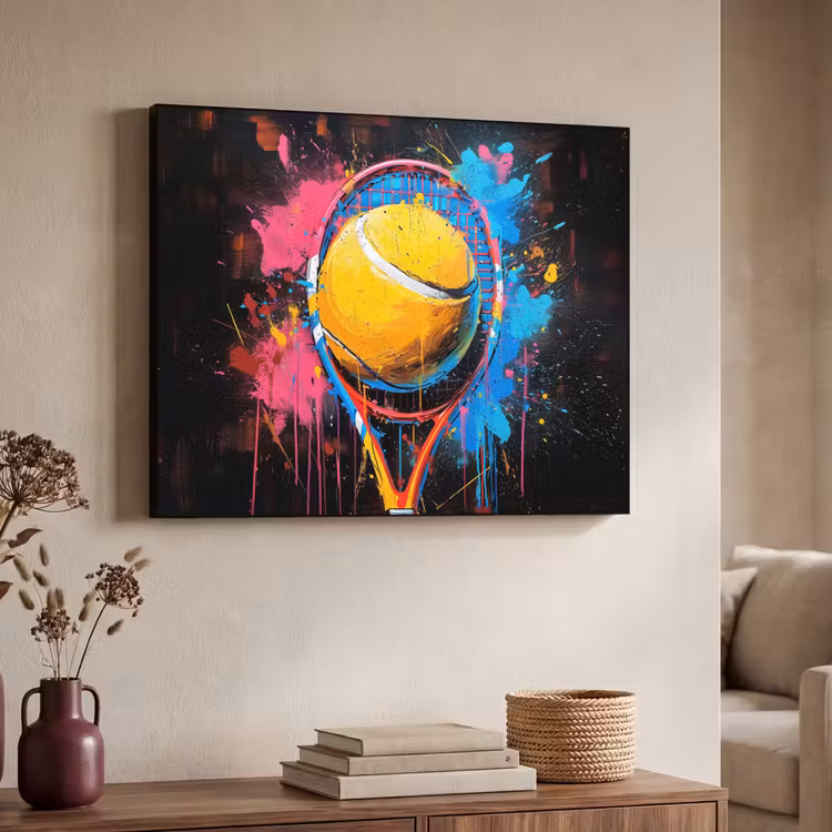 Graffiti - Tennis - Sport - Racket Textielframe zwart klein -sfeer3