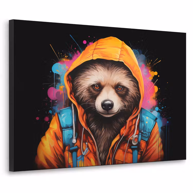 Graffiti - Wasbeer - Jas - Zwart Textielframe - compleet frame klein -3d