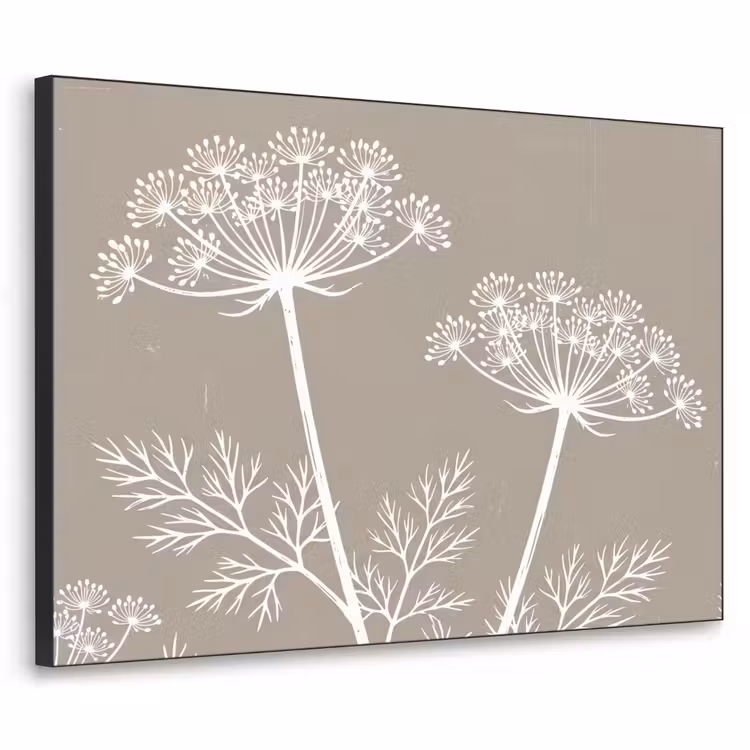 Grafisch - Fluitenkruid - Taupe Textielframe zwart klein -3d