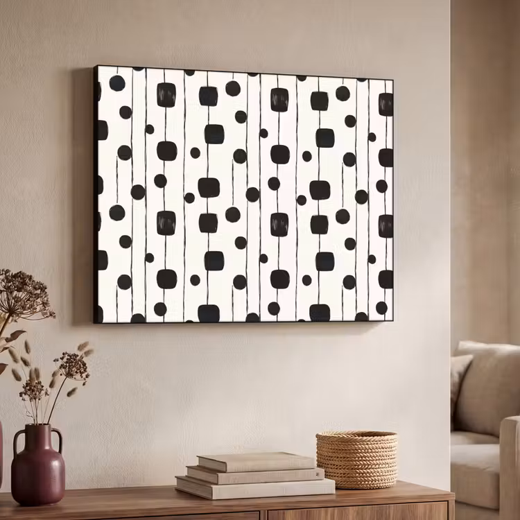 Grafisch - Modern - Zwart Textielframe zwart klein 947 -sfeer3