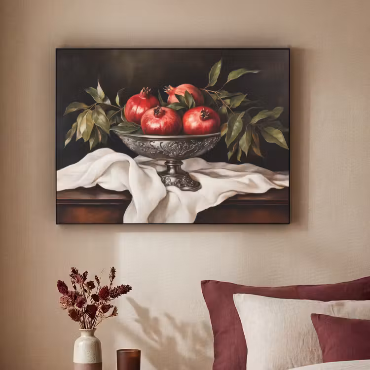 Granaatappels - Klassiek - Vintage Textielframe zwart klein -sfeer1