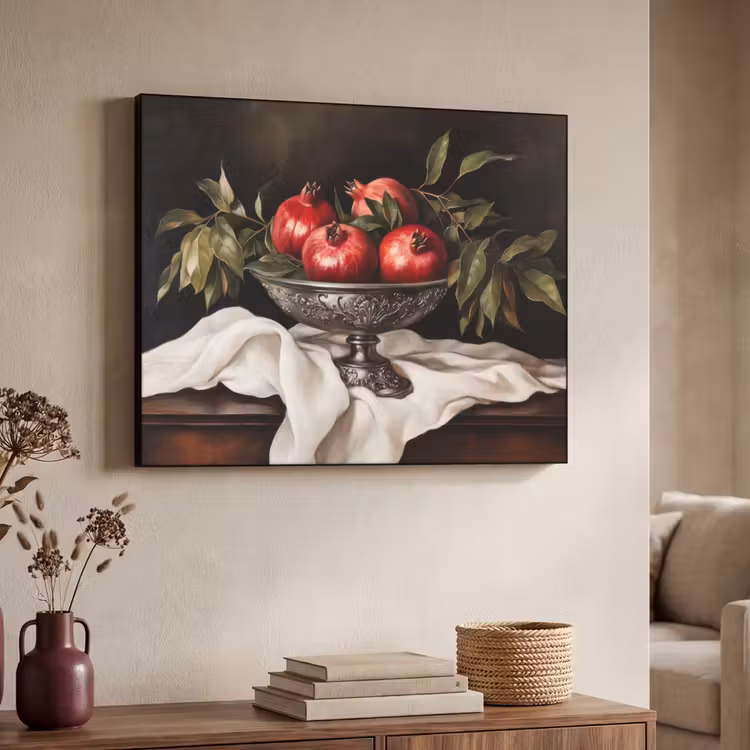Granaatappels - Klassiek - Vintage Textielframe zwart klein -sfeer3