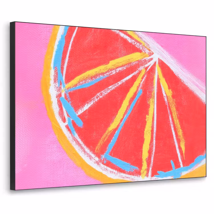 Grapefruit - Geschilderd - Roze - Strepen Textielframe zwart klein -3d