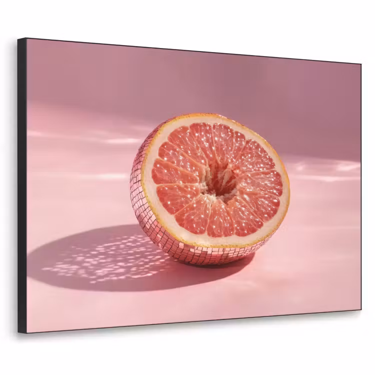 Grapefruit - Roze - Disco - Shiny Textielframe zwart klein -3d