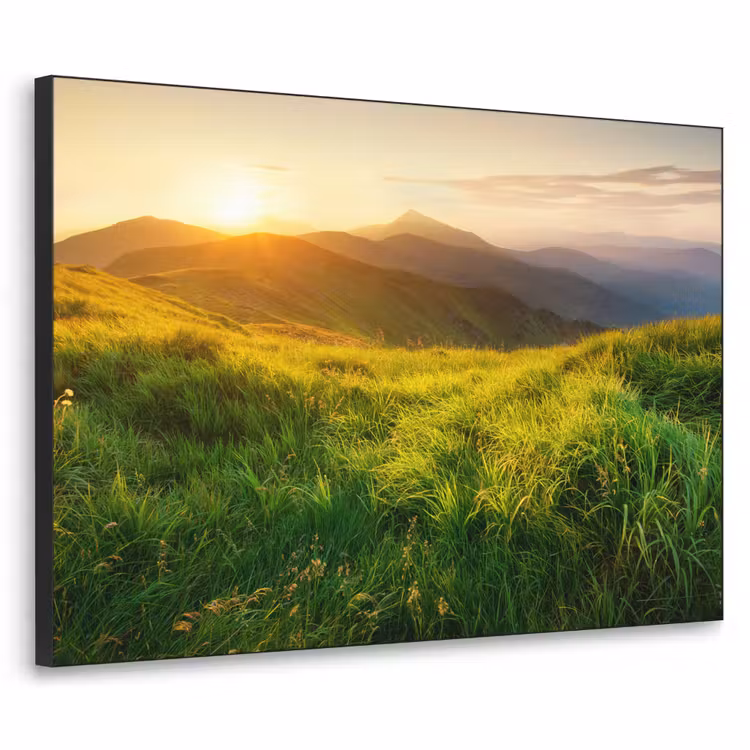 Gras - Heuvels - Zon - Natuur - Landschap Textielframe zwart klein -3d