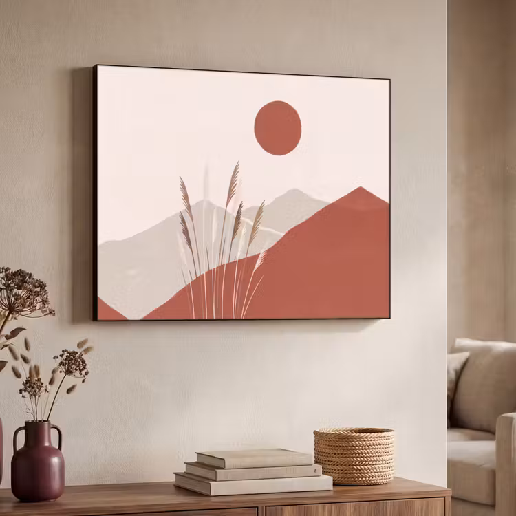Gras - Landschap - Natuur - Abstract - Beige Textielframe zwart klein -sfeer3
