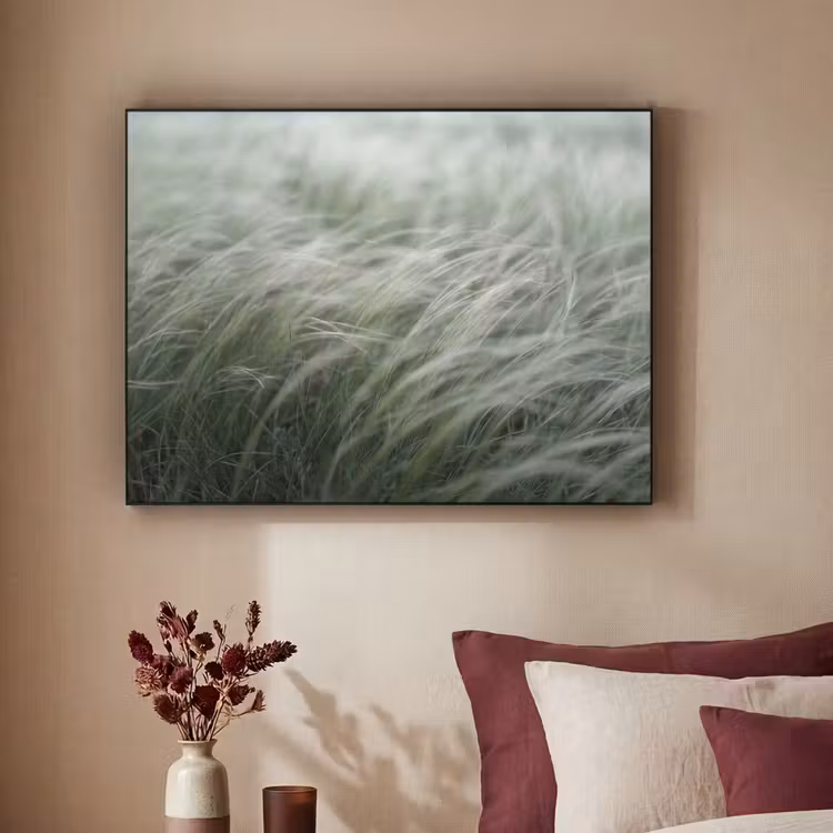 Gras - Wazig - Natuur - Groen - Zacht Textielframe zwart klein -sfeer1