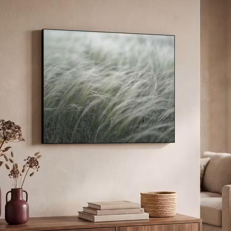 Gras - Wazig - Natuur - Groen - Zacht Textielframe zwart klein -sfeer3