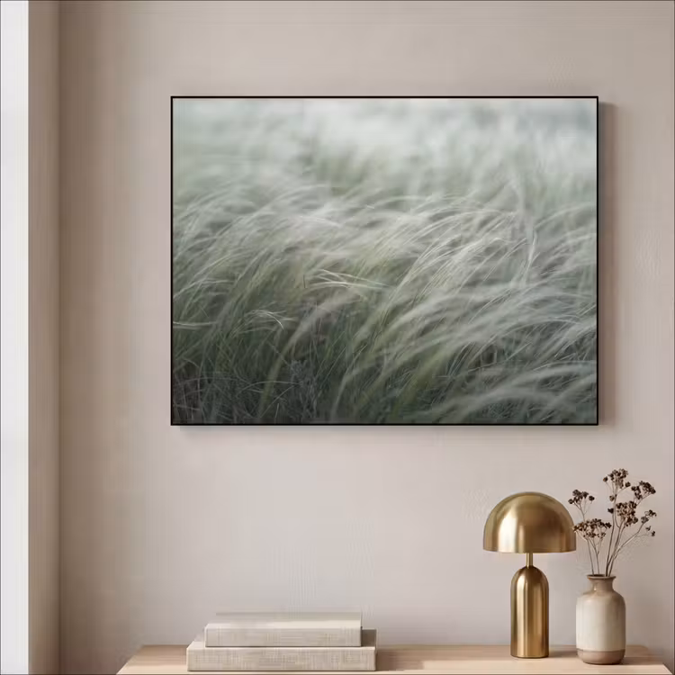 Gras - Wazig - Natuur - Groen - Zacht Textielframe zwart klein -sfeer2