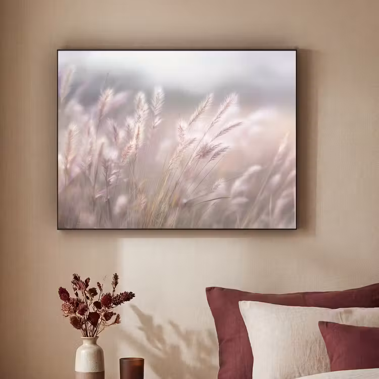 Graspluimen - Wind - Beige - Mistig Textielframe - compleet frame klein -sfeer1