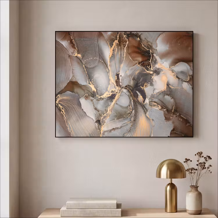 Grijs - Goud - Marmer - Marmerlook Textielframe zwart klein -sfeer2