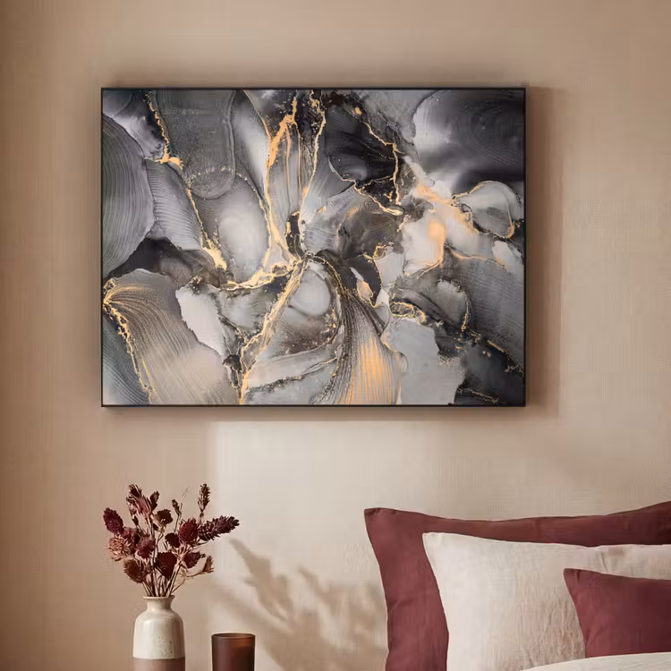 Grijs - Luxe - Goud - Marmer Textielframe zwart klein -sfeer1