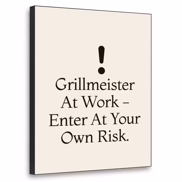 Grill - Uitroepteken - Zwart - Tekst Textielframe - compleet frame klein -3d