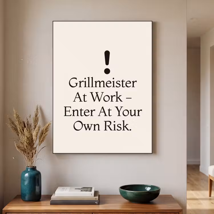 Grill - Uitroepteken - Zwart - Tekst Textielframe zwart klein -sfeer1