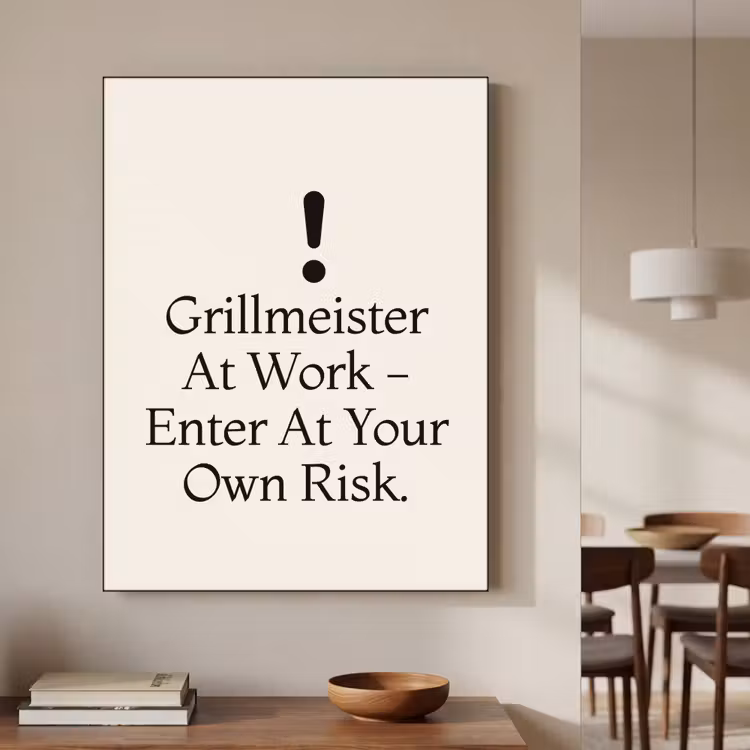 Grill - Uitroepteken - Zwart - Tekst Textielframe zwart klein -sfeer2