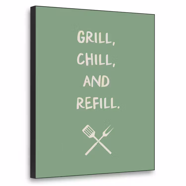 Grill - Groen - Zomer - Quote Textielframe - compleet frame klein -3d