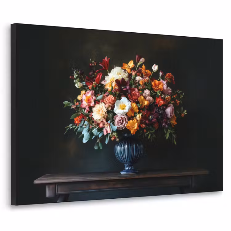 Groot - Bloemen - Vaas - Boeket Textielframe zwart klein -3d