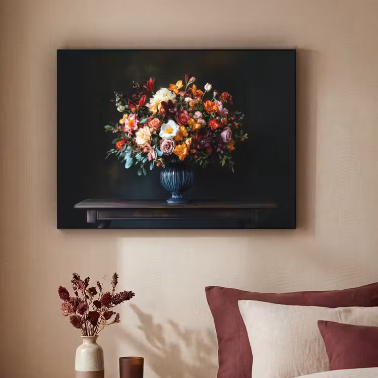 Groot - Bloemen - Vaas - Boeket Textielframe zwart klein -sfeer1