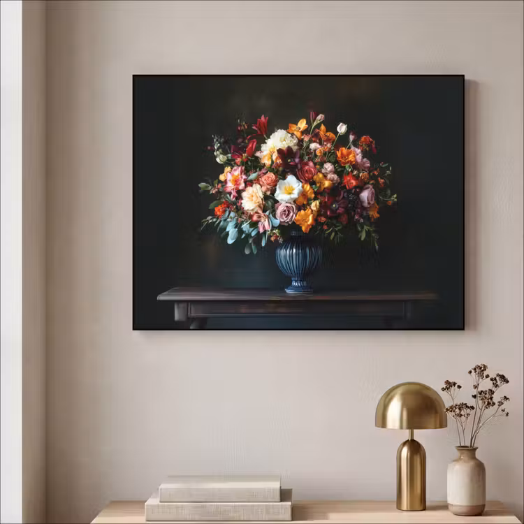 Groot - Bloemen - Vaas - Boeket Textielframe zwart klein -sfeer2