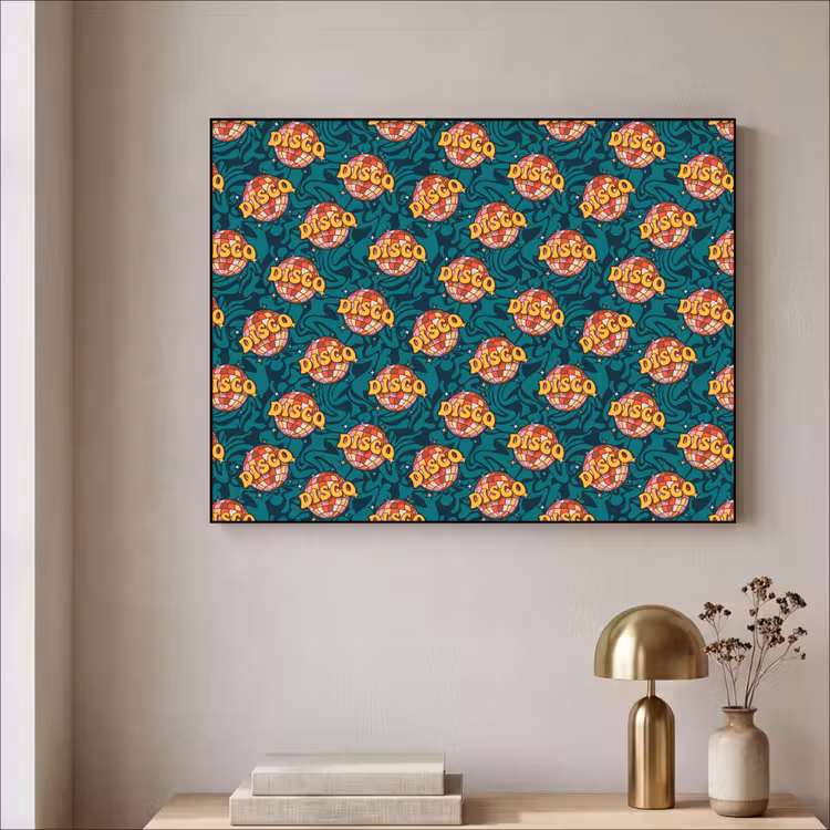 Groen - Disco - Patroon Textielframe zwart klein 947 -sfeer2