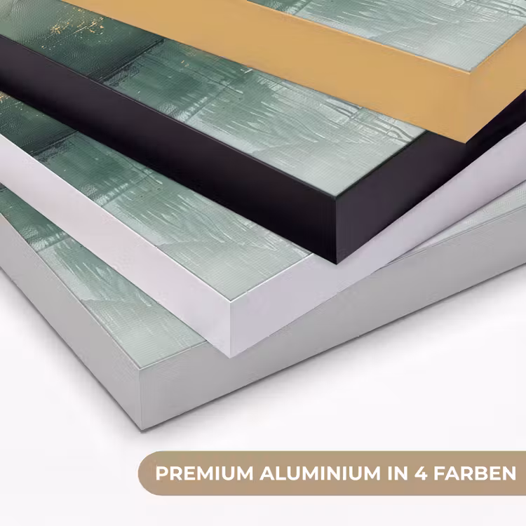 Groen - Modern - Abstract - Goud Textielframe zwart klein -USP_kleurenDE