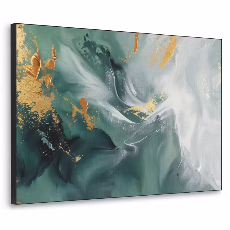 Groen - Modern - Marmer - Abstract Textielframe - compleet frame klein -3d