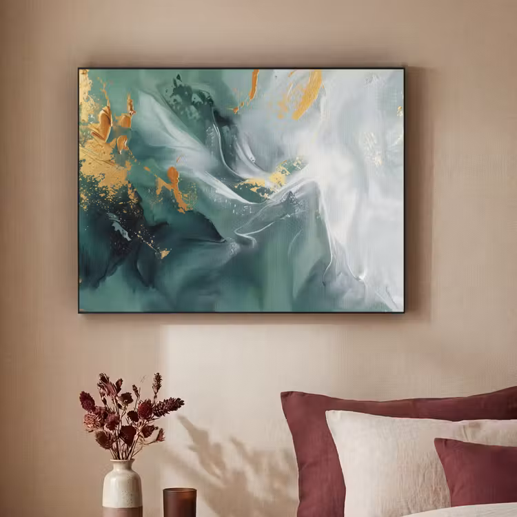 Groen - Modern - Marmer - Abstract Textielframe - compleet frame klein -sfeer1