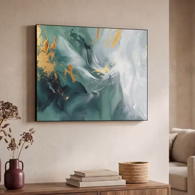 Groen - Modern - Marmer - Abstract Textielframe zwart klein -sfeer3