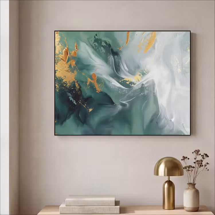 Groen - Modern - Marmer - Abstract Textielframe zwart klein -sfeer2