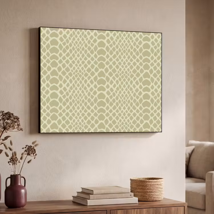 Groen - Patroon - Schubben Textielframe zwart klein 947 -sfeer3
