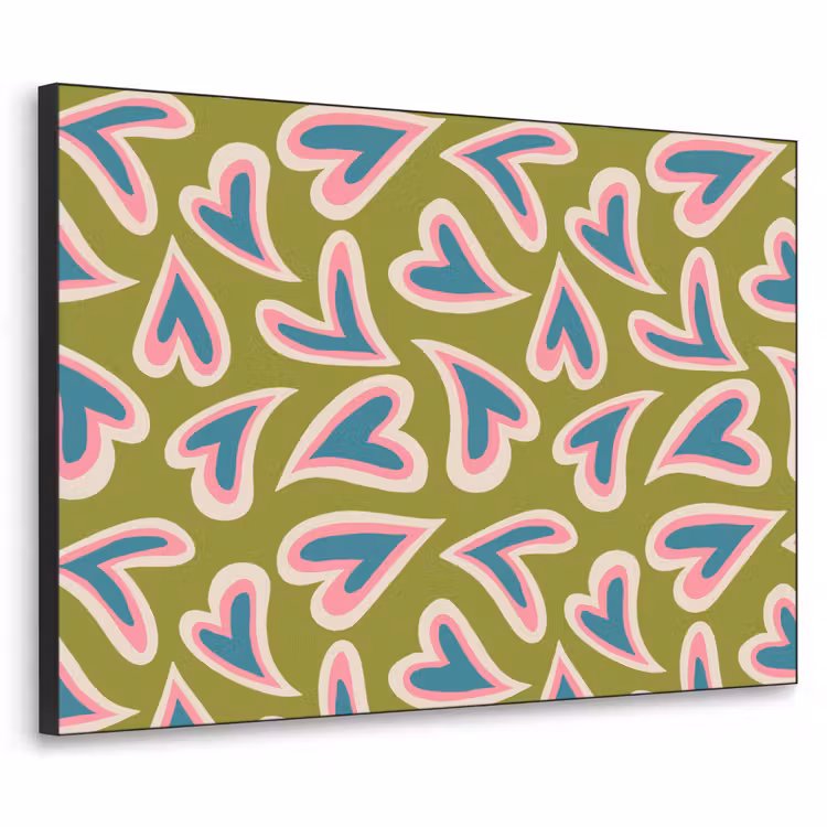 Groen - Retro - Hartjes - Patroon Textielframe - compleet frame klein 947 -3d