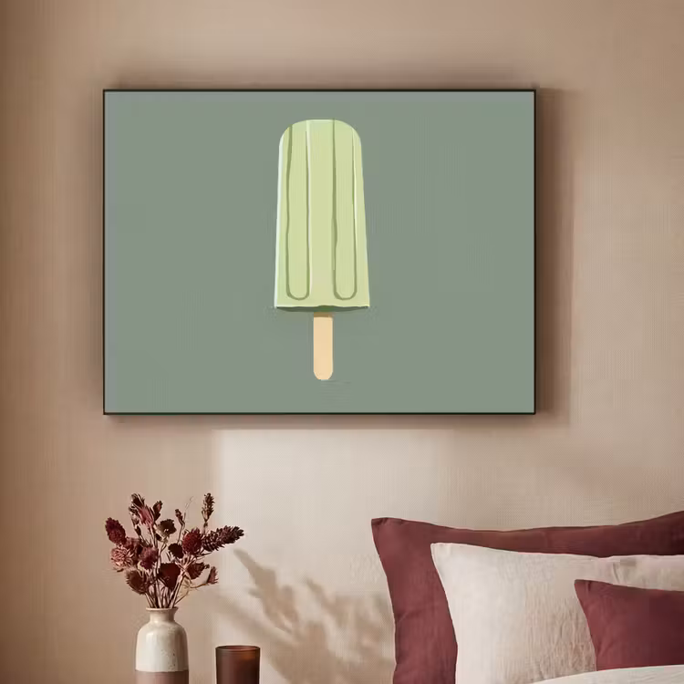 Groen - Waterijsje - Stokje - Illustratie Textielframe zwart klein -sfeer1