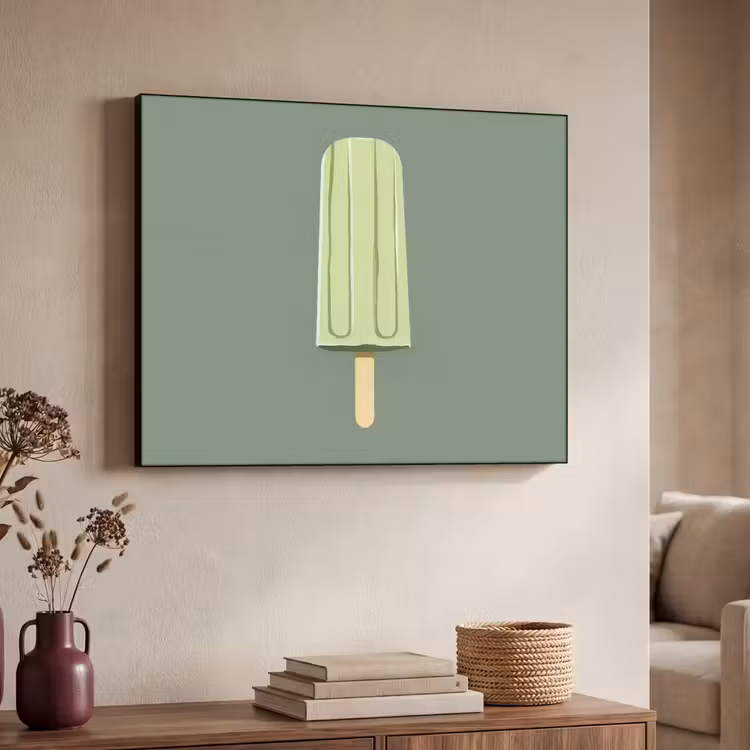 Groen - Waterijsje - Stokje - Illustratie Textielframe zwart klein -sfeer3
