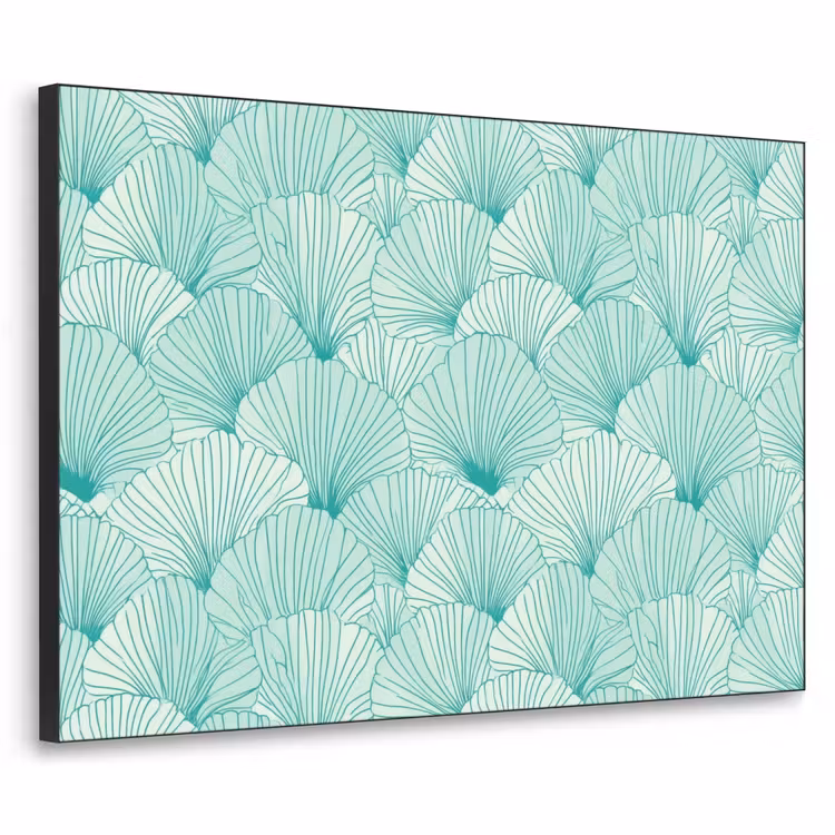 Groen - Wit - Ginko - Getekend - Textuur Textielframe zwart klein 947 -3d
