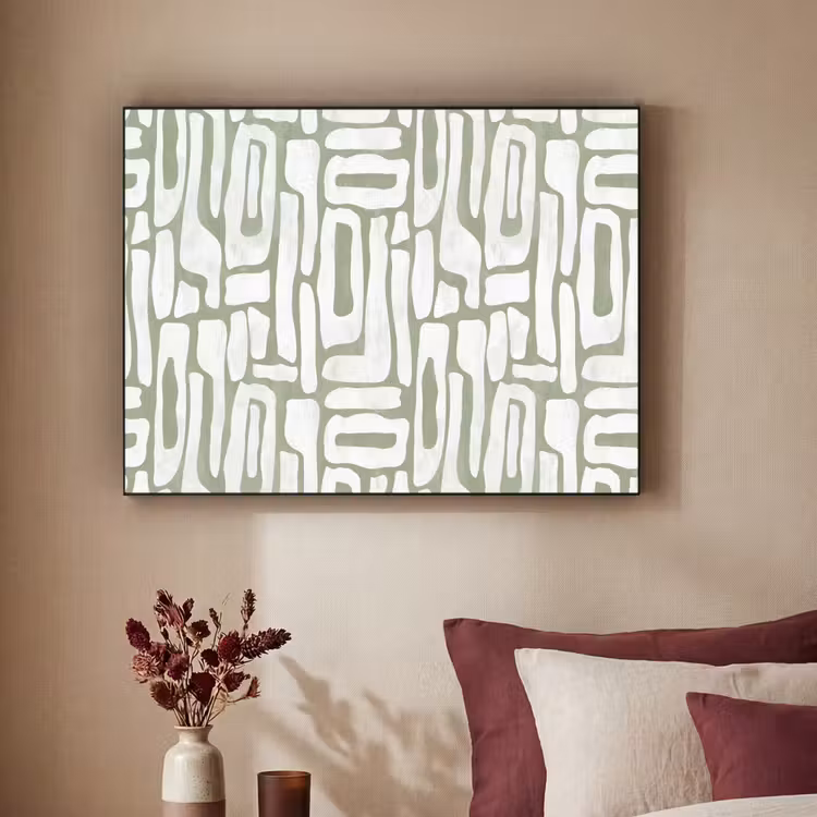 Groen - Wit - Kronkelen Textielframe zwart klein 947 -sfeer1