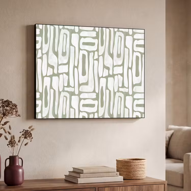 Groen - Wit - Kronkelen Textielframe zwart klein 947 -sfeer3