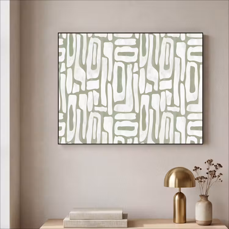 Groen - Wit - Kronkelen Textielframe - compleet frame klein 947 -sfeer2