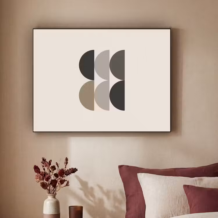 Halve cirkels - Aardetinten - Grafisch Textielframe - compleet frame klein -sfeer1