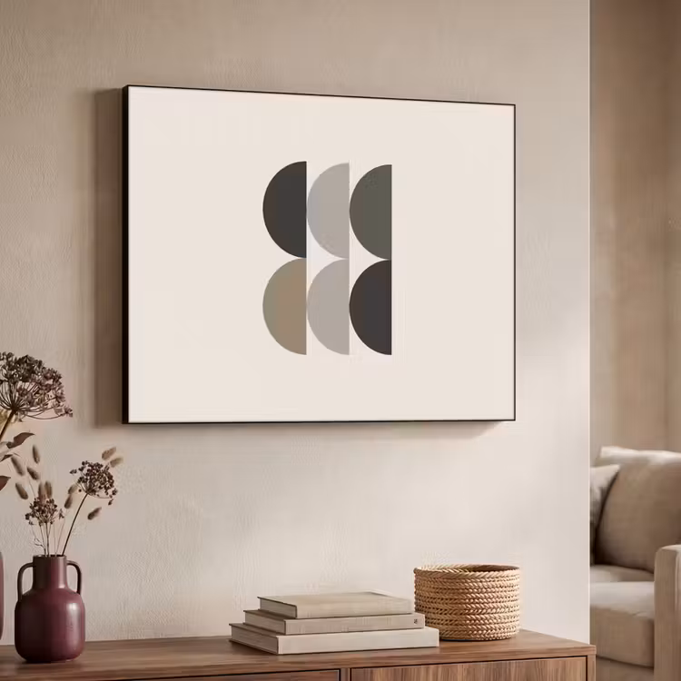 Halve cirkels - Aardetinten - Grafisch Textielframe zwart klein -sfeer3