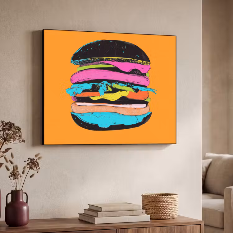 Hamburger - Kleurrijk - Speels Textielframe - compleet frame klein -sfeer3