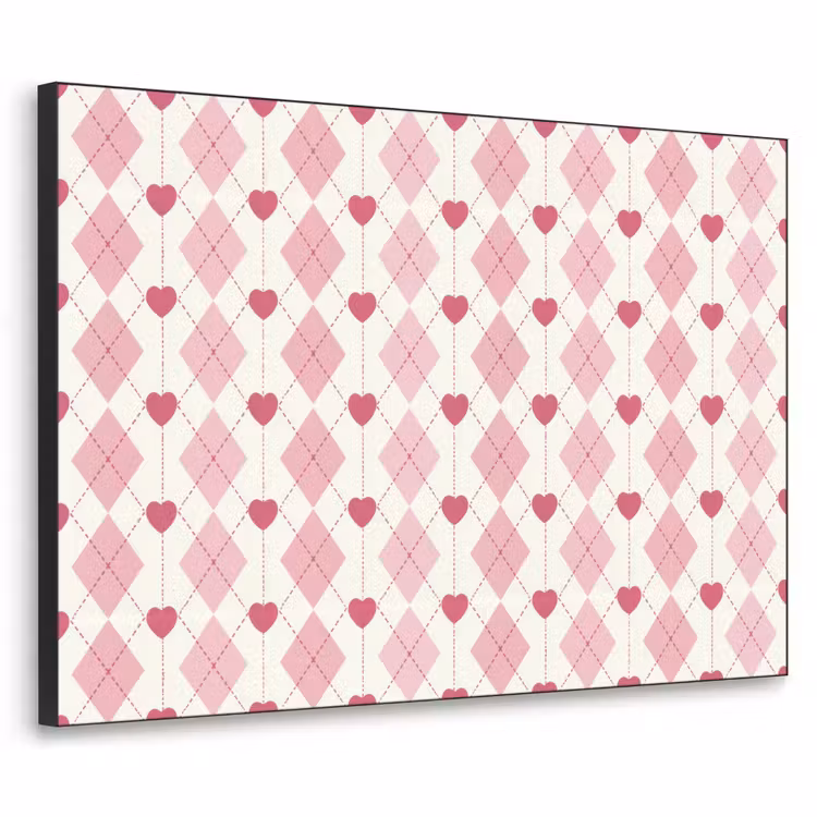 Ruiten - Klassiek - Roze - Wit Textielframe zwart klein 947 -3d