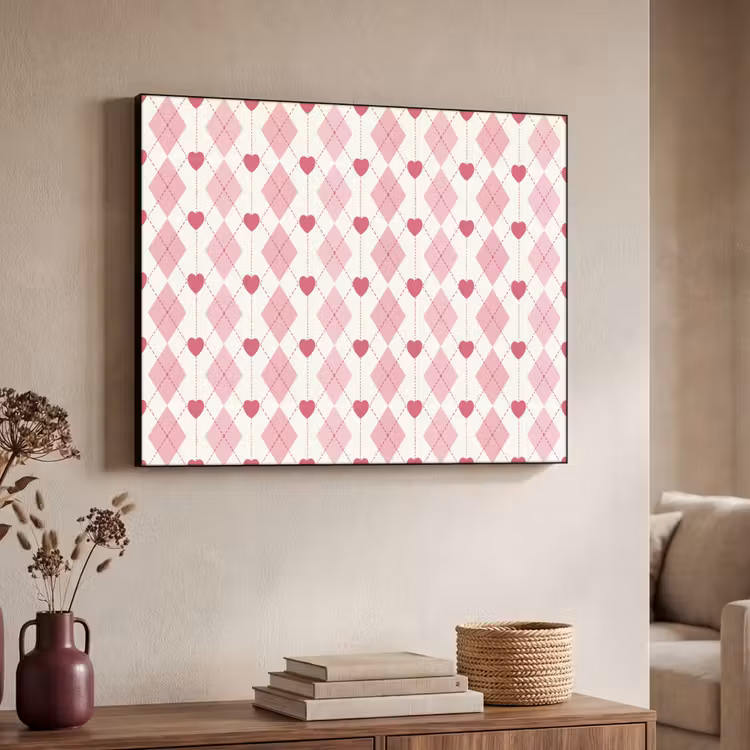 Ruiten - Klassiek - Roze - Wit Textielframe zwart klein 947 -sfeer3