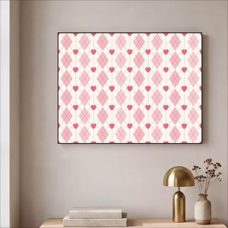 Ruiten - Klassiek - Roze - Wit Textielframe zwart klein 947 -sfeer2