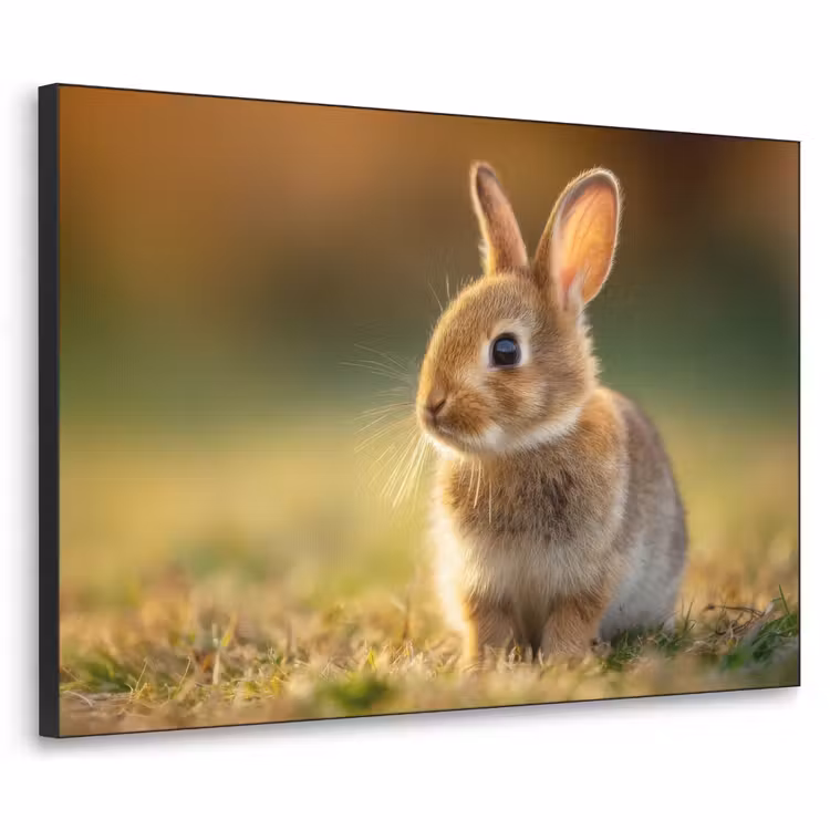 Konijntje - Bruin - Gras Textielframe zwart klein -3d