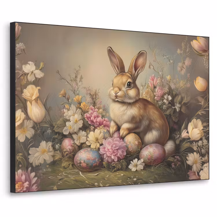 Haas - Stilleven - Bloemen Textielframe - compleet frame klein -3d