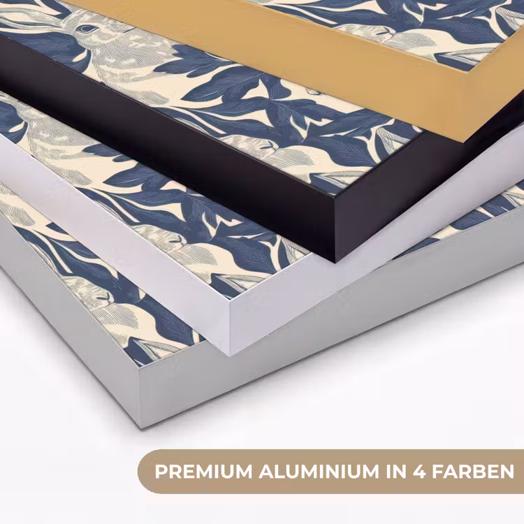 Hazen - Bladeren - Patroon - Blauw - Beige Textielframe zwart klein 947 -USP_kleurenDE