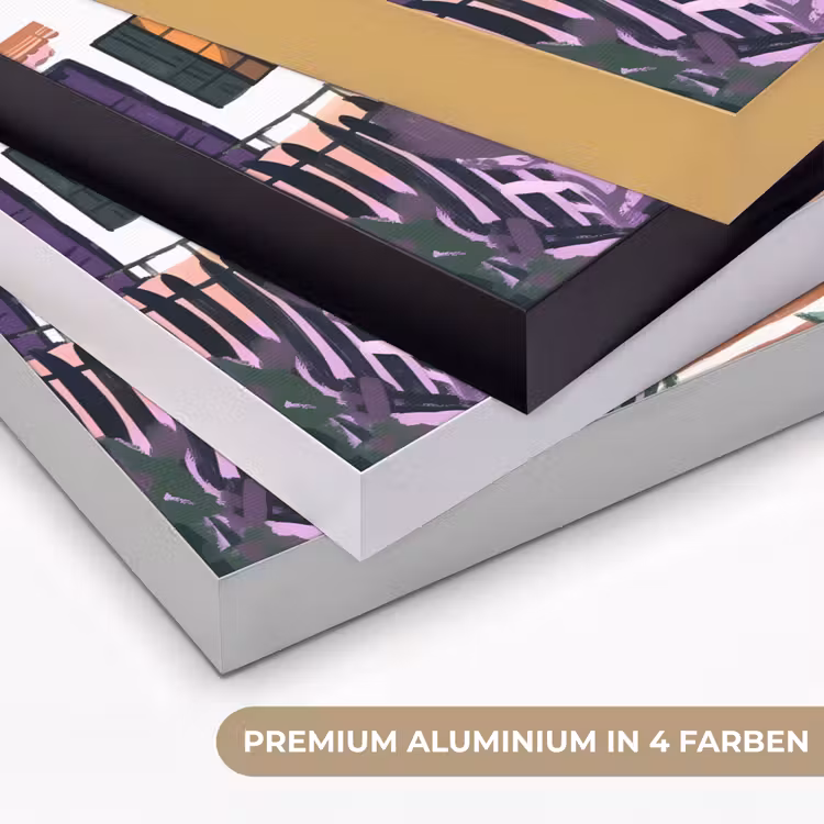 Huizen - Minimalistisch - Palmbomen - Kust Textielframe zwart klein -USP_kleurenDE
